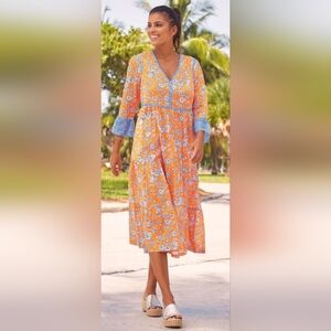 NWT Aspiga Hayden Graphic-Print Cotton Midi Dress